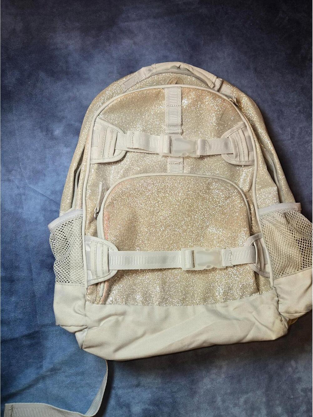 Pottery barn silver glitter backpack
